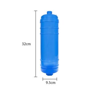High-capacity blue water filter housing, 32cm tall and 9.5cm in diameter, designed for efficient water filtration system integration. Durable plastic construction for residential and commercial use.