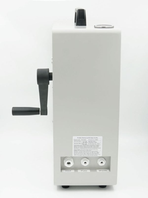 High purity water filtration system for laboratory and industrial use, featuring inlet, outlet, and waste ports, with durable construction and easy operation.