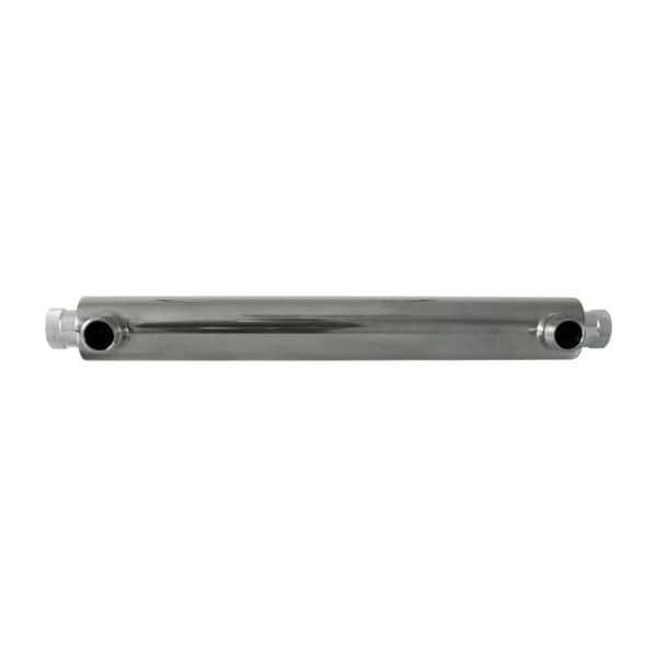 Stainless steel filter housing used in water and air filtration systems, durable and corrosion-resistant for industrial applications.