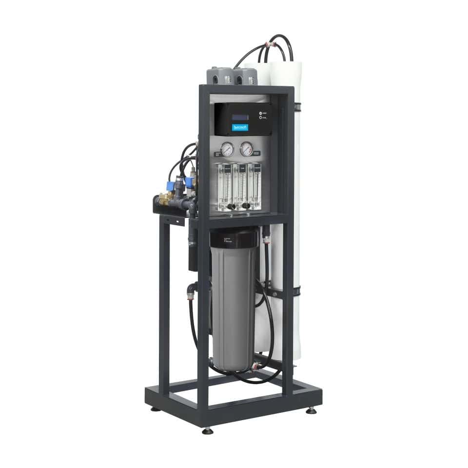 High-capacity industrial water filtration system with multiple gauges and filter cartridges for clean, safe water treatment. Suitable for commercial and industrial water purification needs.