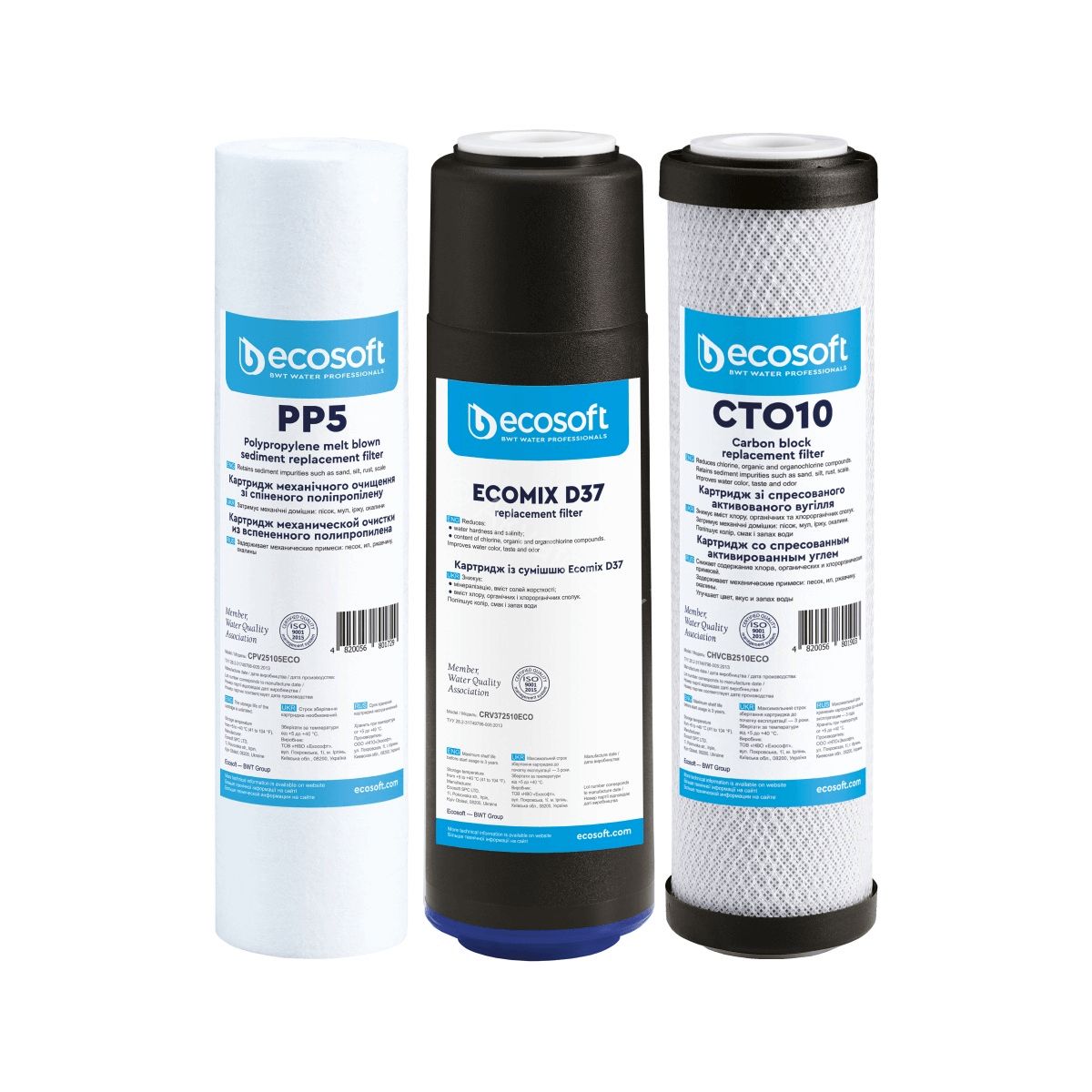 Ecosoft pakaitinių filtrų rinkinys 3 pakopų vandens filtrams - Image 2