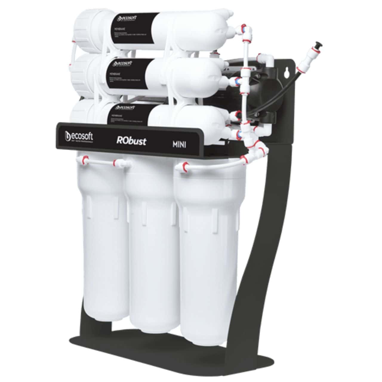 Filtration system unit with multiple filters and piping for water purification, designed for residential or commercial use.