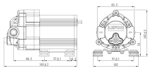 Membraninis bešepetėlinis siurblys - LEFOO LFP1600W-B 24V - 600 GPD sistemoms - Image 4