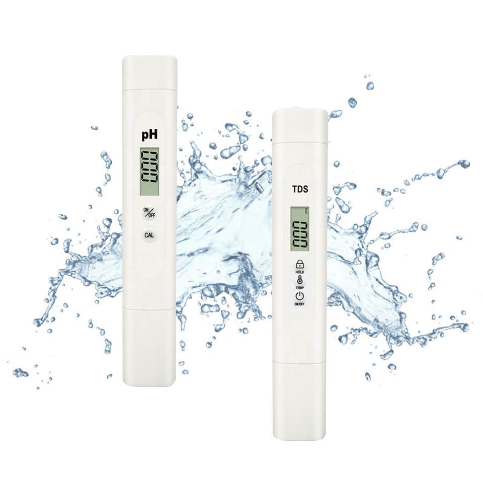 Portable water quality testing meters for pH and TDS monitoring, ideal for aquarium, drinking water, and pool maintenance. Accurate digital readouts for reliable water analysis.