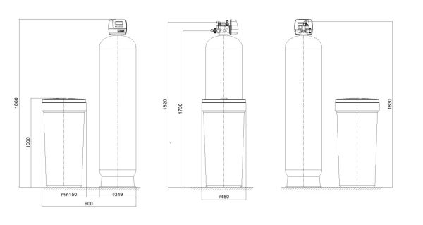 Vandens minkštinimo komplektas (14x65) 1" CLACK CI vožtuvas - 100 Litrų : UŽPILDAS - ECOMIX C - Image 2